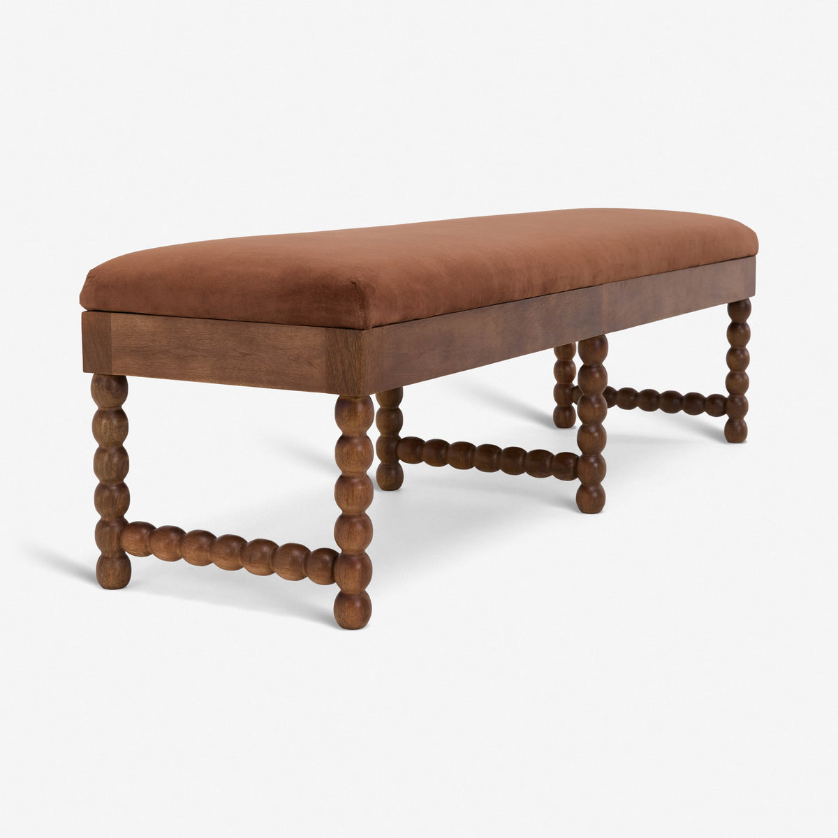 Oxford Upholstered Bench in Chocolate Velvet