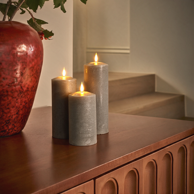 Alderbrook Pewter Set of 3 Large Pillar Candles
