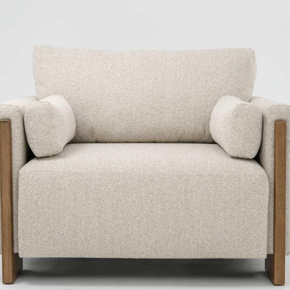 AUDREY ARMCHAIR IN ECRU TEXTURED WEAVE