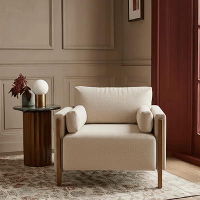 AUDREY ARMCHAIR IN ECRU TEXTURED WEAVE