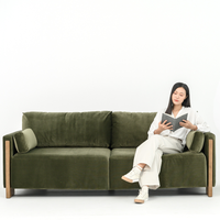 AUDREY SHOW WOOD 3-SEAT SOFA - GREEN VELVET