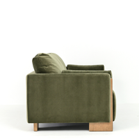 AUDREY SHOW WOOD 3-SEAT SOFA - GREEN VELVET
