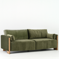 AUDREY SHOW WOOD 3-SEAT SOFA - GREEN VELVET