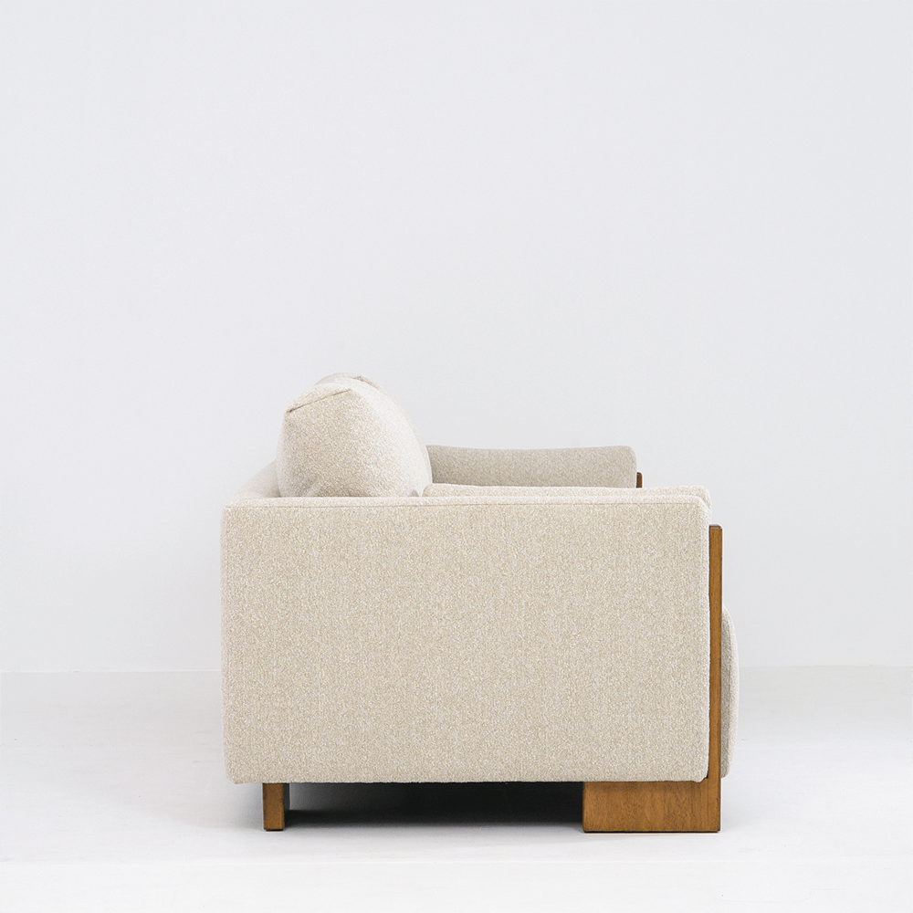 AUDREY SHOW WOOD 3-SEAT SOFA - ECRU TEXTURED WEAVE