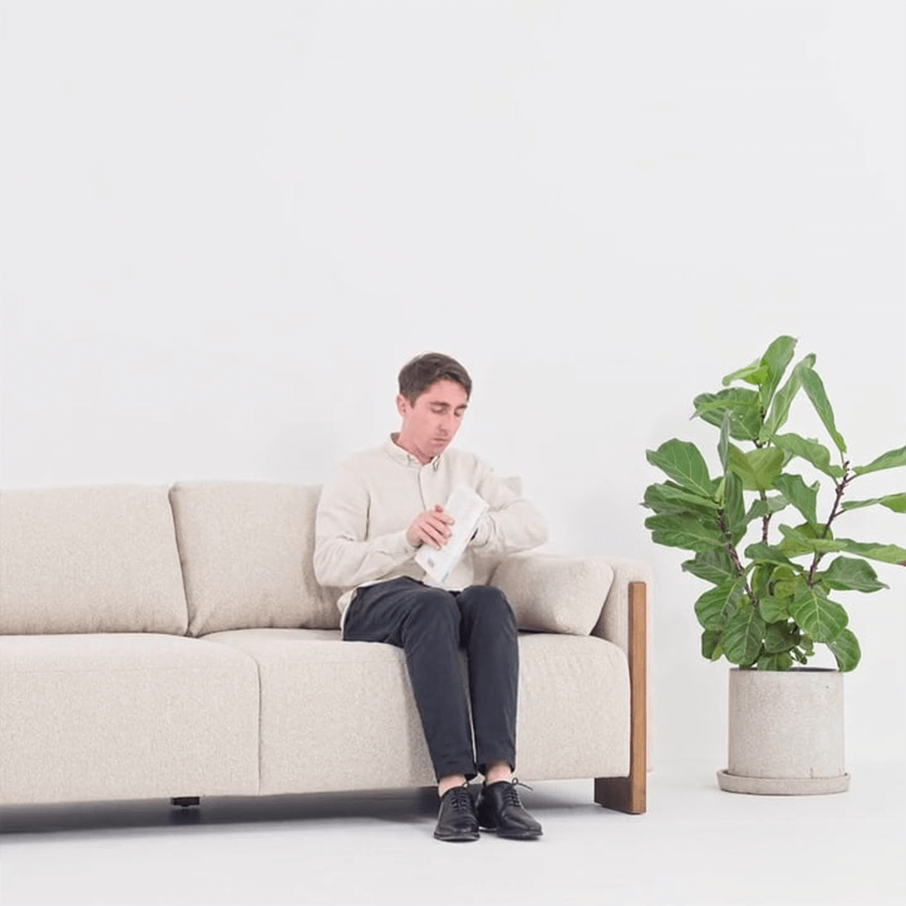 AUDREY SHOW WOOD 3-SEAT SOFA - ECRU TEXTURED WEAVE