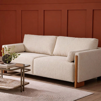 AUDREY SHOW WOOD 3-SEAT SOFA - ECRU TEXTURED WEAVE