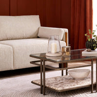 AUDREY SHOW WOOD 3-SEAT SOFA - ECRU TEXTURED WEAVE