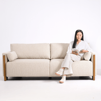 AUDREY SHOW WOOD 3-SEAT SOFA - ECRU TEXTURED WEAVE