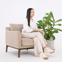 BARNABY ARMCHAIR IN MUSHROOM SMOOTH POLY