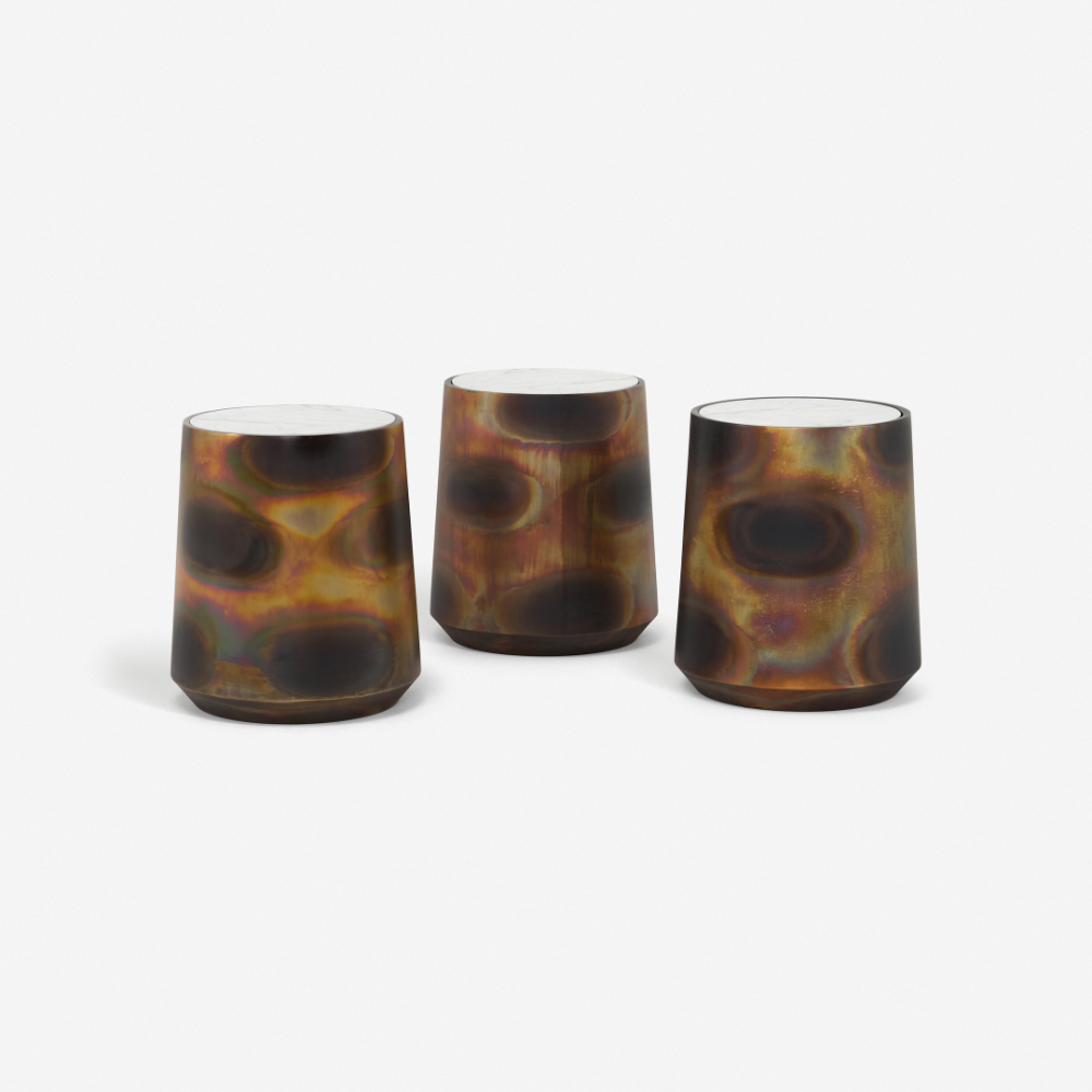 Burnished Copper And Marble Side Table