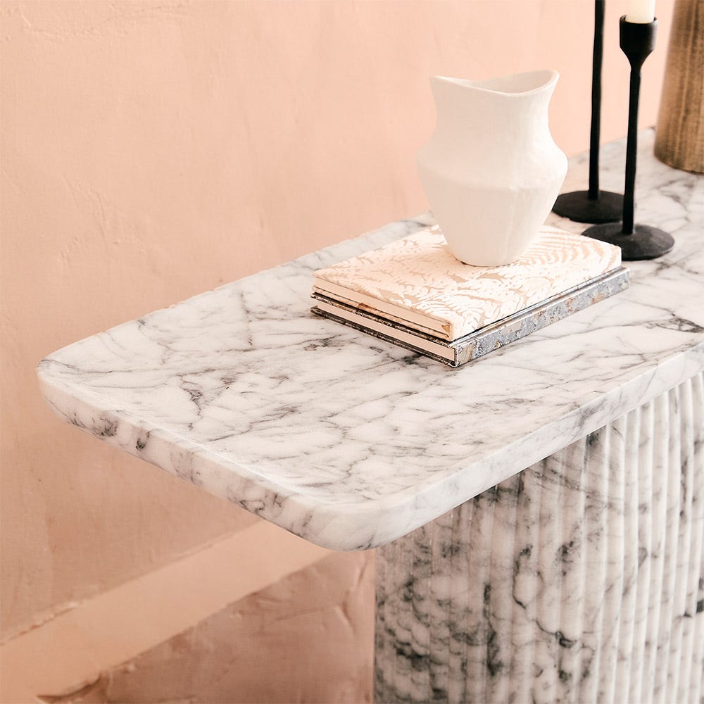 CAPRI CONSOLE TABLE IN WHITE MARBLE EFFECT