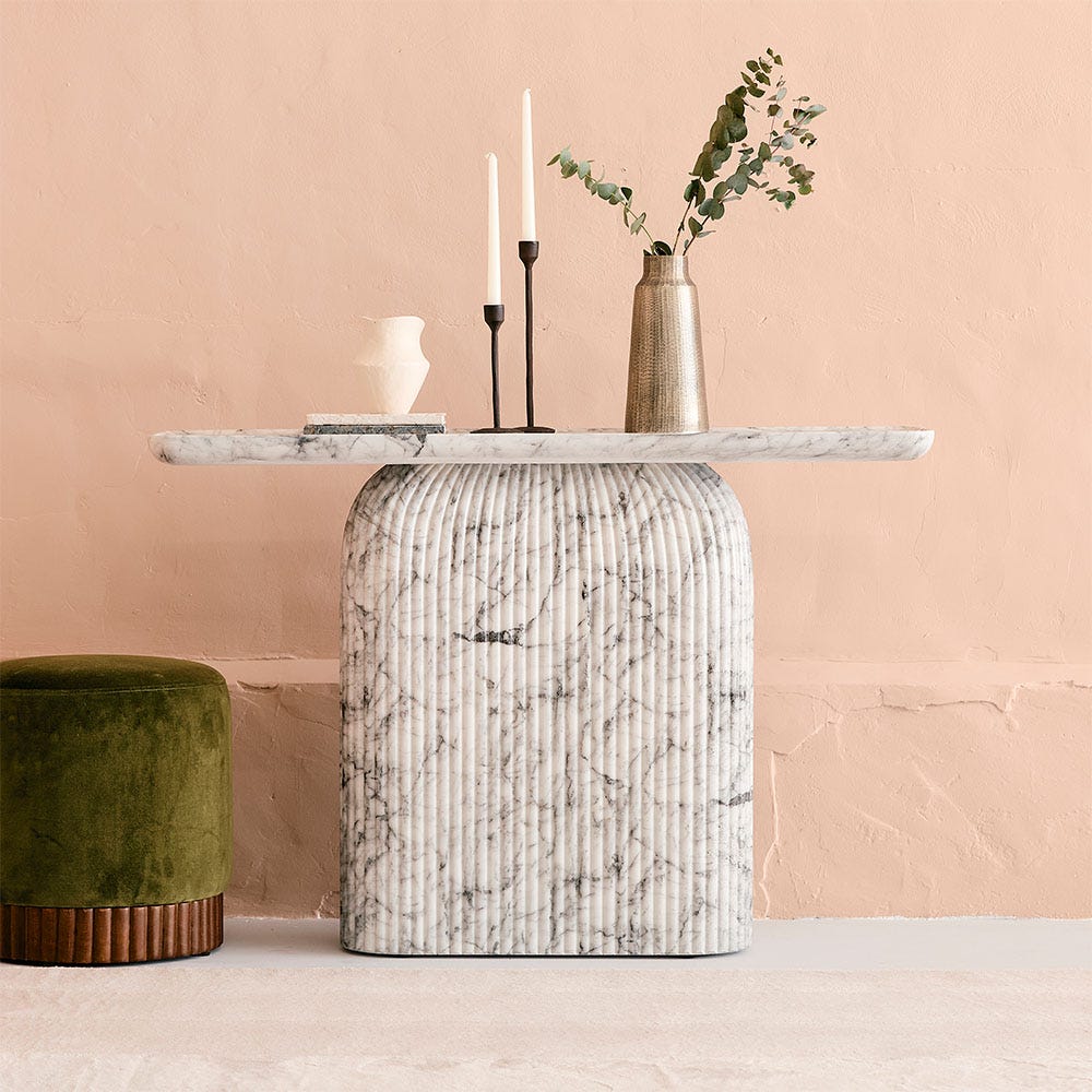 CAPRI CONSOLE TABLE IN WHITE MARBLE EFFECT