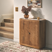 Claris Fluted Drinks Cabinet with White Marble