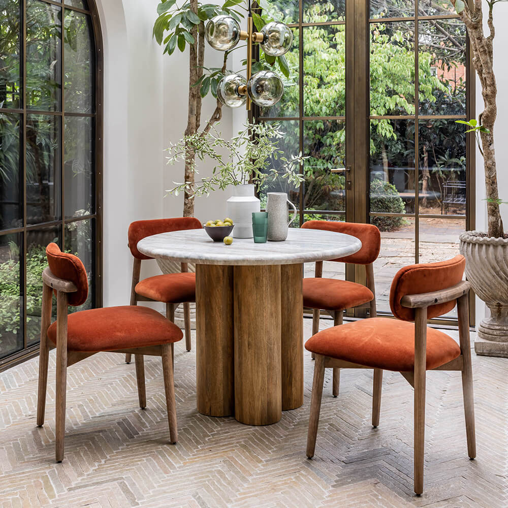 COLUMN MARBLE DINING TABLE - NATURAL