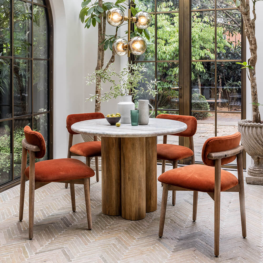 COLUMN MARBLE DINING TABLE - NATURAL