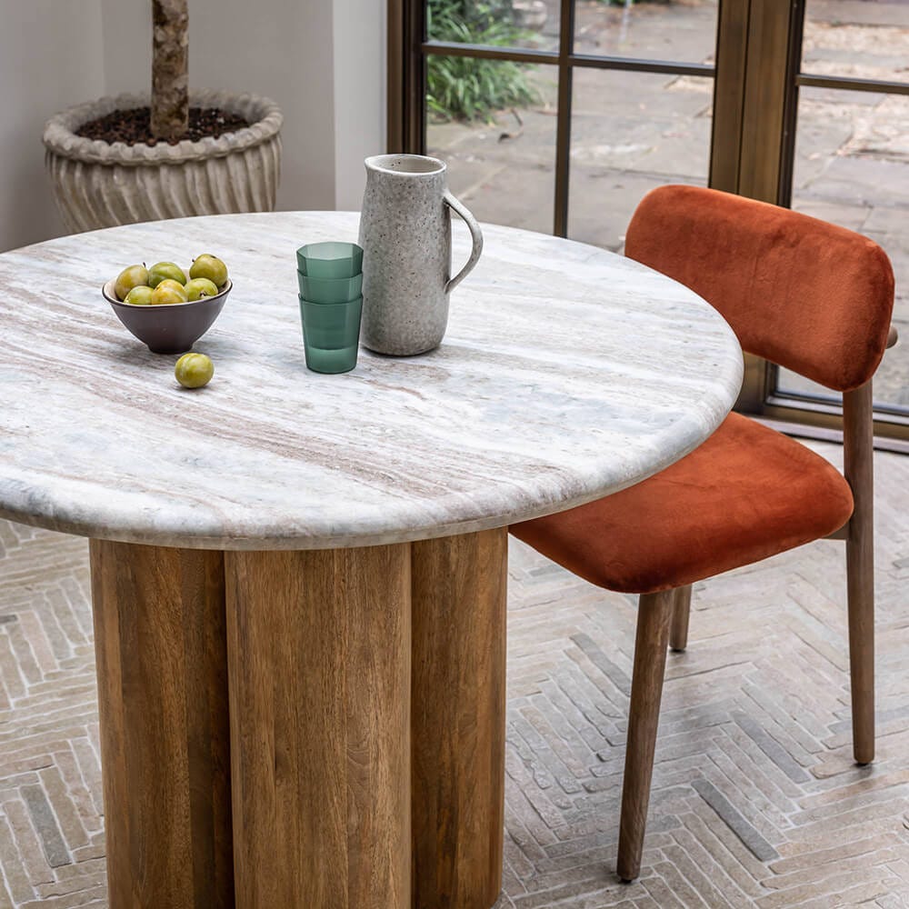 COLUMN MARBLE DINING TABLE - NATURAL