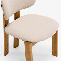 CORA OAK ARMLESS DINING CHAIR - NEUTRAL BOUCLE