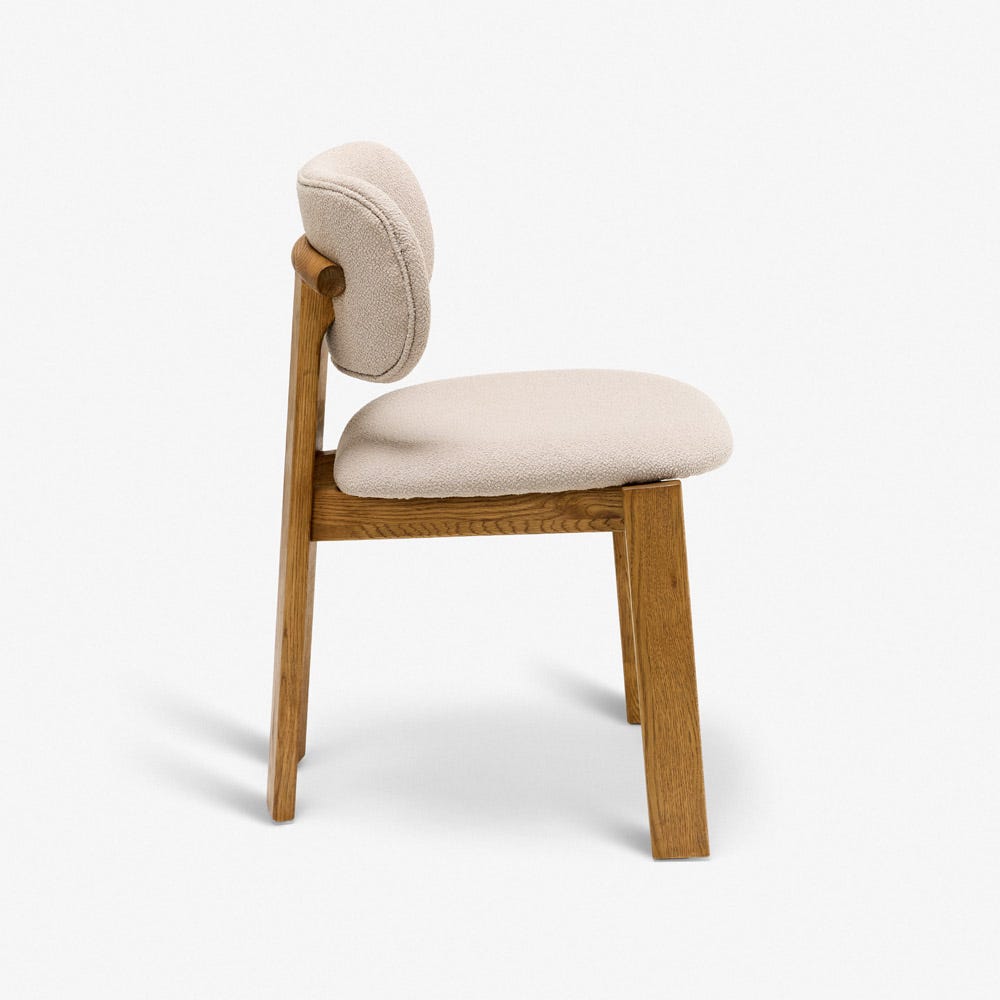 CORA OAK ARMLESS DINING CHAIR - NEUTRAL BOUCLE