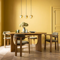CORA OAK DINING CHAIR IN OLIVE GREEN BOUCLE