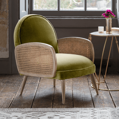Emmeline Apple Green Velvet Armchair