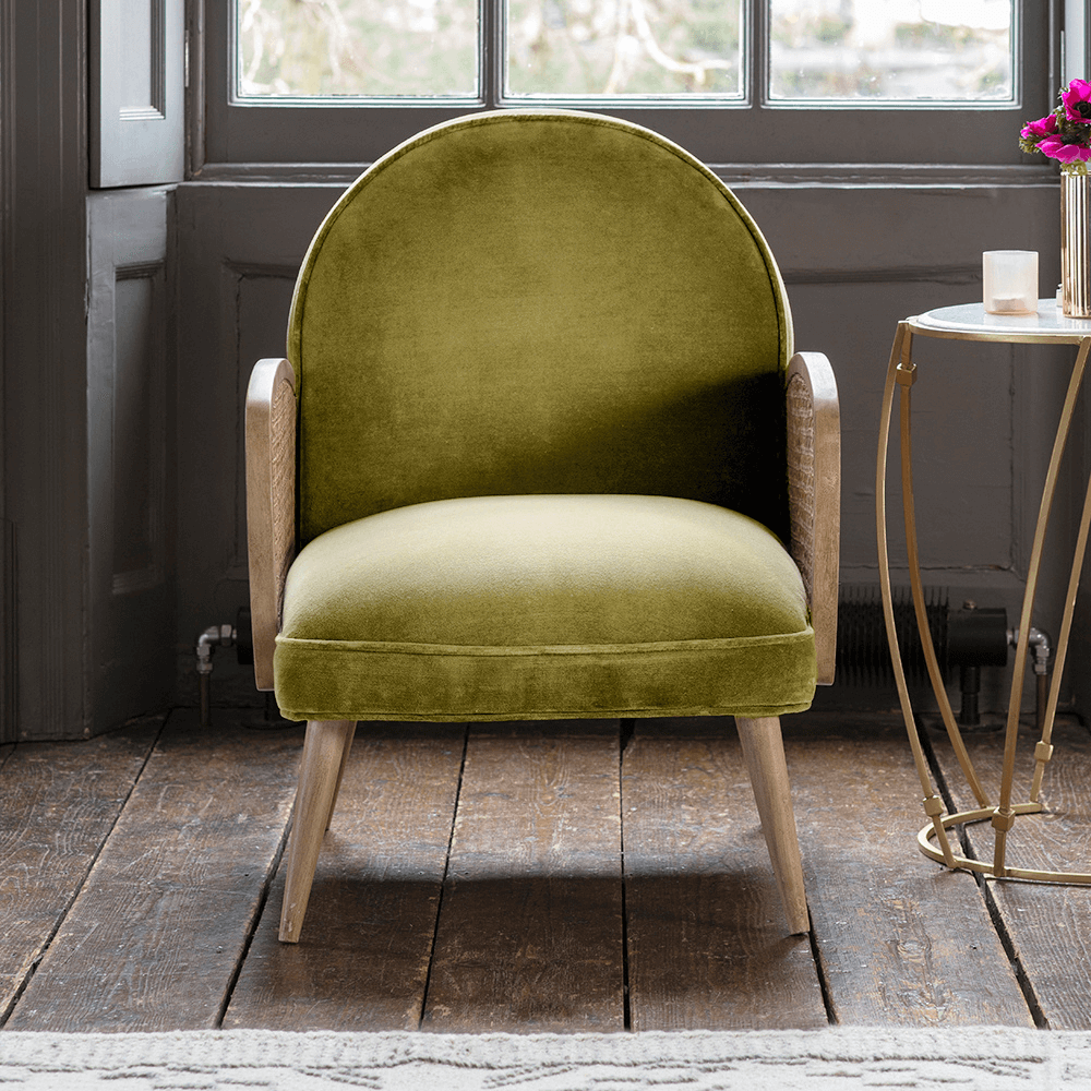 Emmeline Apple Green Velvet Armchair