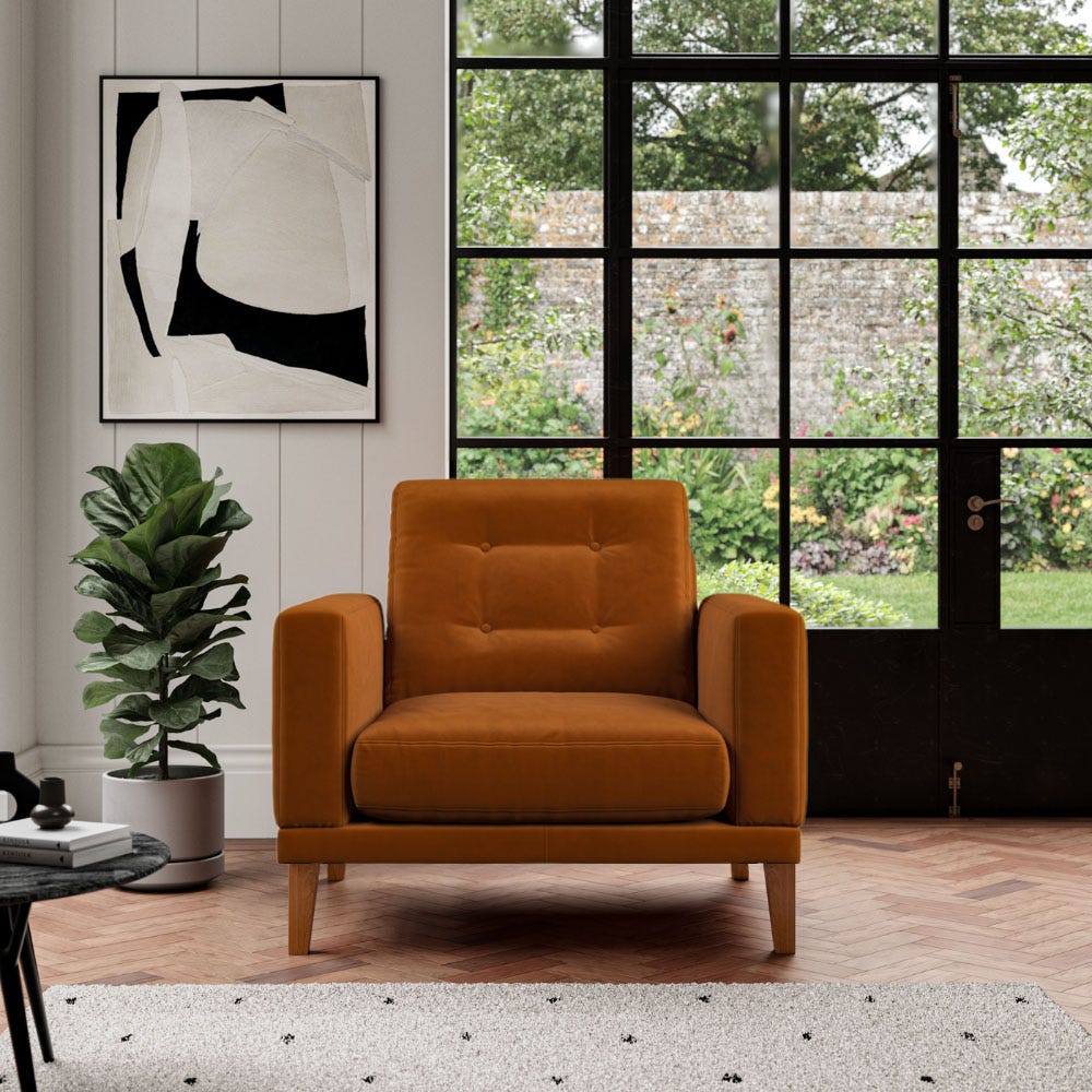 Fitzroy Armchair In Burnt Easy Care Velvet