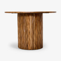 FLORA WOODEN ROUND DINING TABLE WITH CURVED EDGE PILLAR BASE