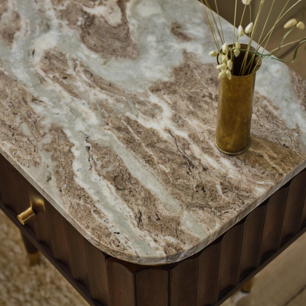 Flute Marble Bedside Table - Vintage