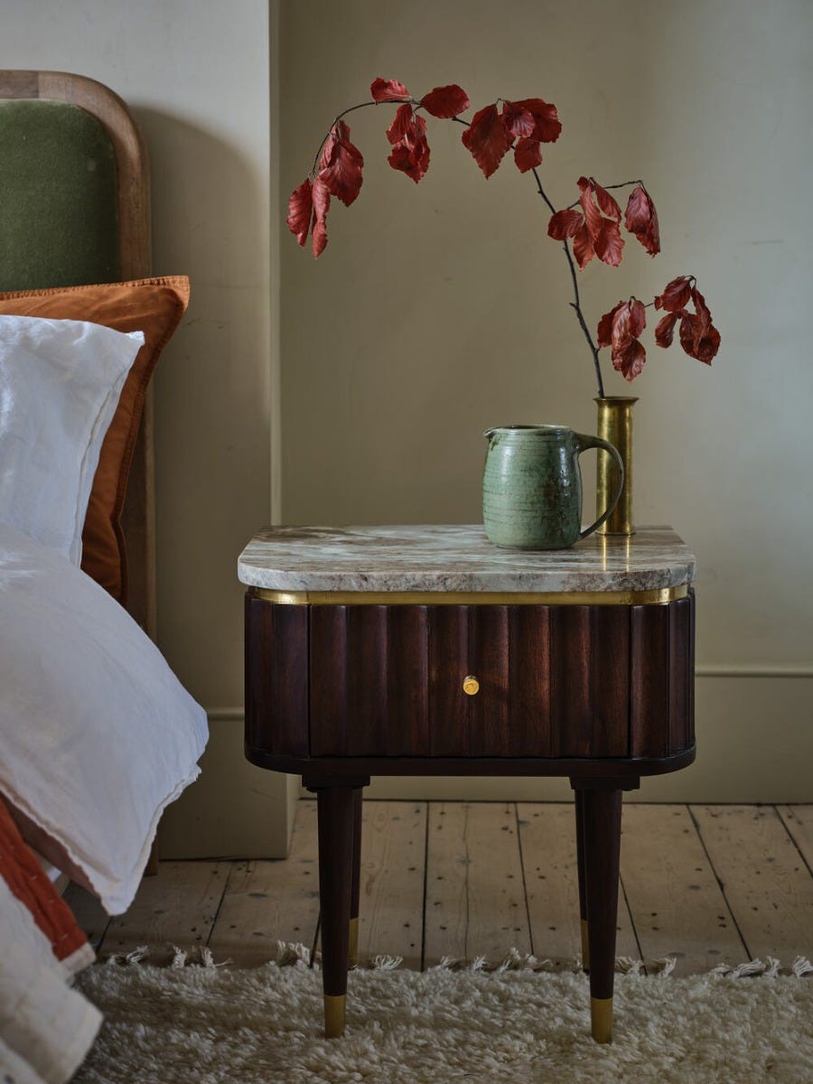 Flute Marble Bedside Table - Vintage