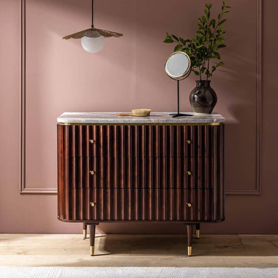 FLUTE MARBLE CHEST OF DRAWERS - VINTAGE