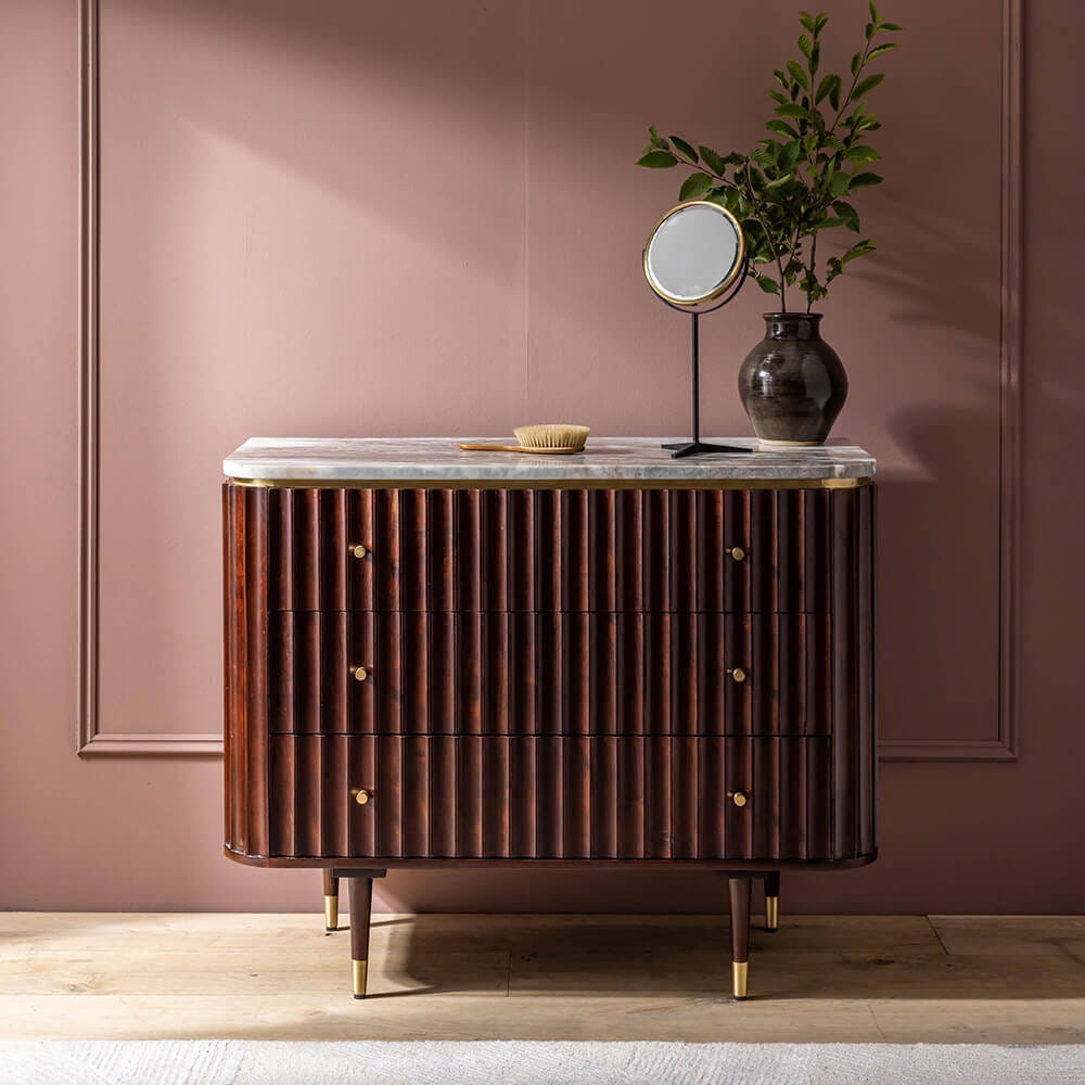 FLUTE MARBLE CHEST OF DRAWERS - VINTAGE