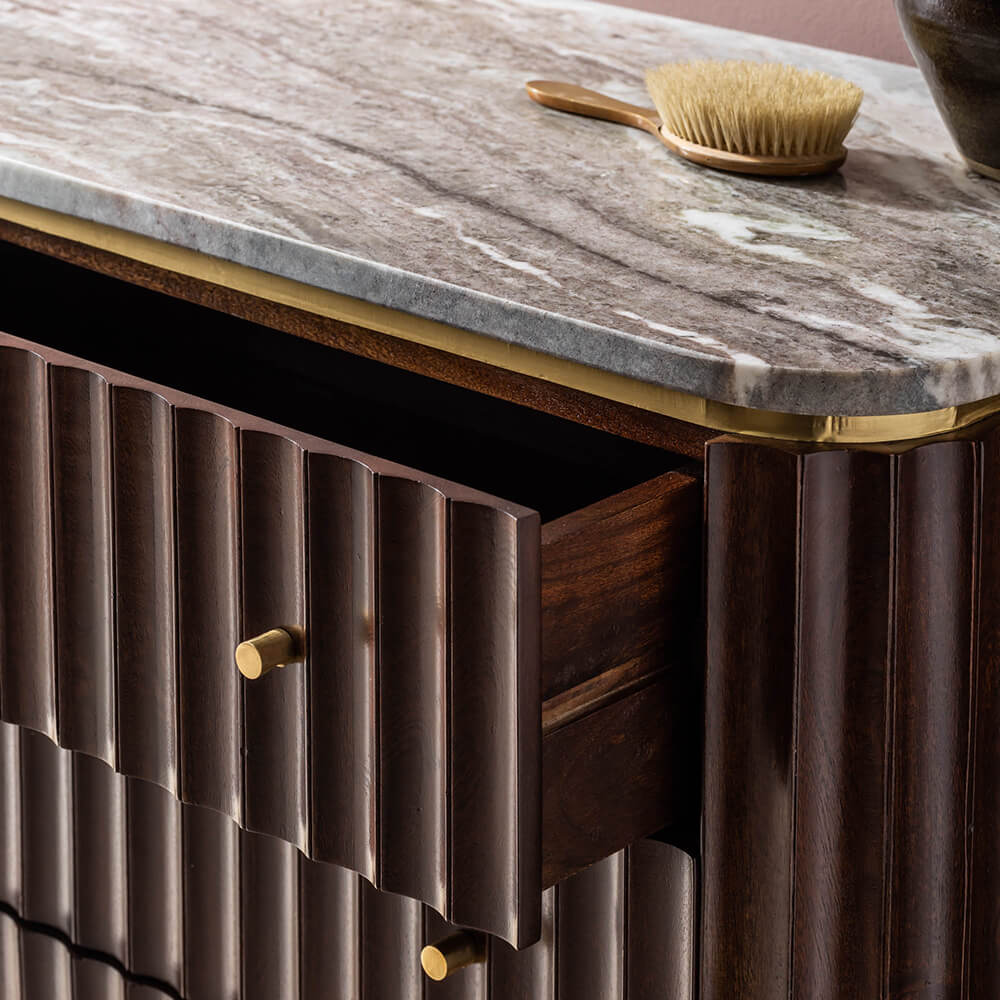 FLUTE MARBLE CHEST OF DRAWERS - VINTAGE