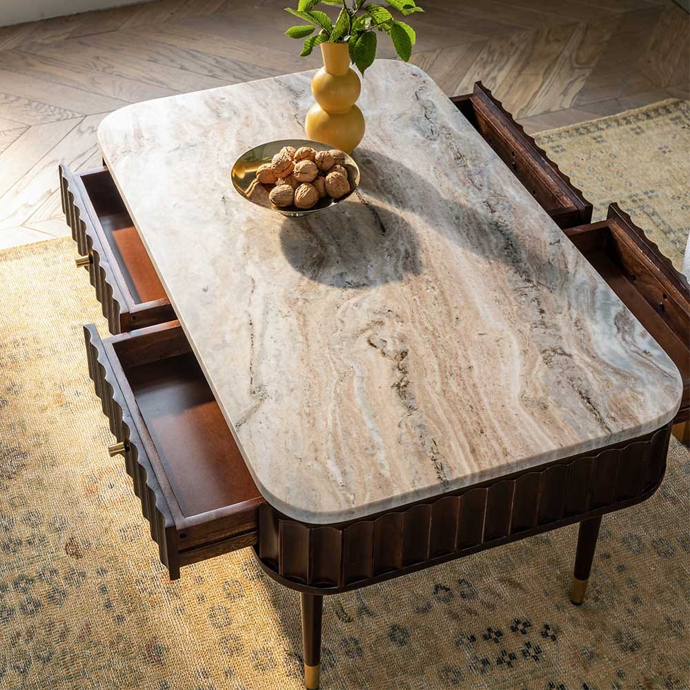 FLUTE MARBLE COFFEE TABLE - VINTAGE