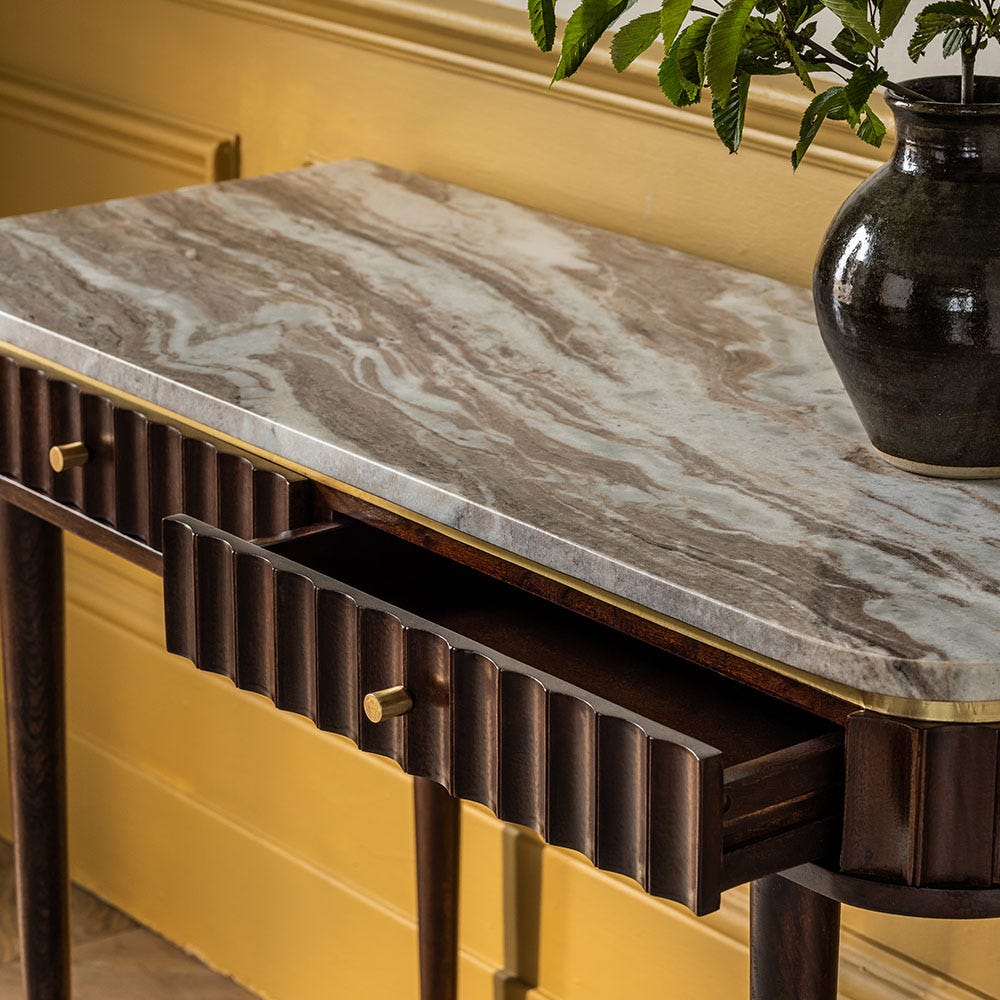 FLUTE MARBLE CONSOLE DESK - VINTAGE