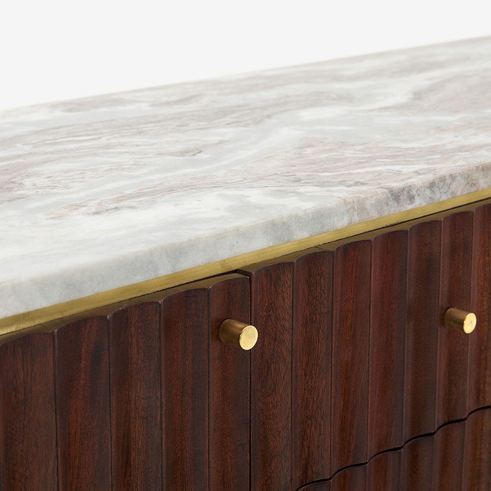 Flute Marble Sideboard - Vintage