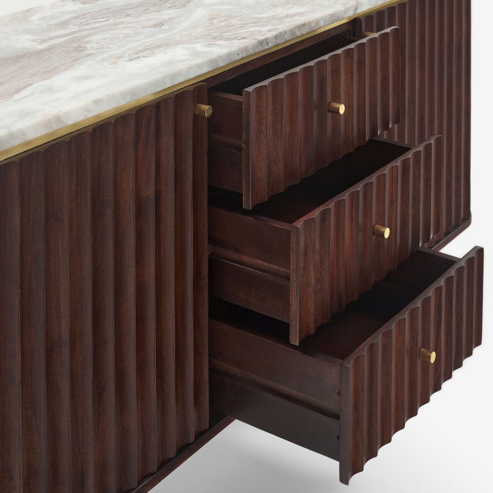 Flute Marble Sideboard - Vintage