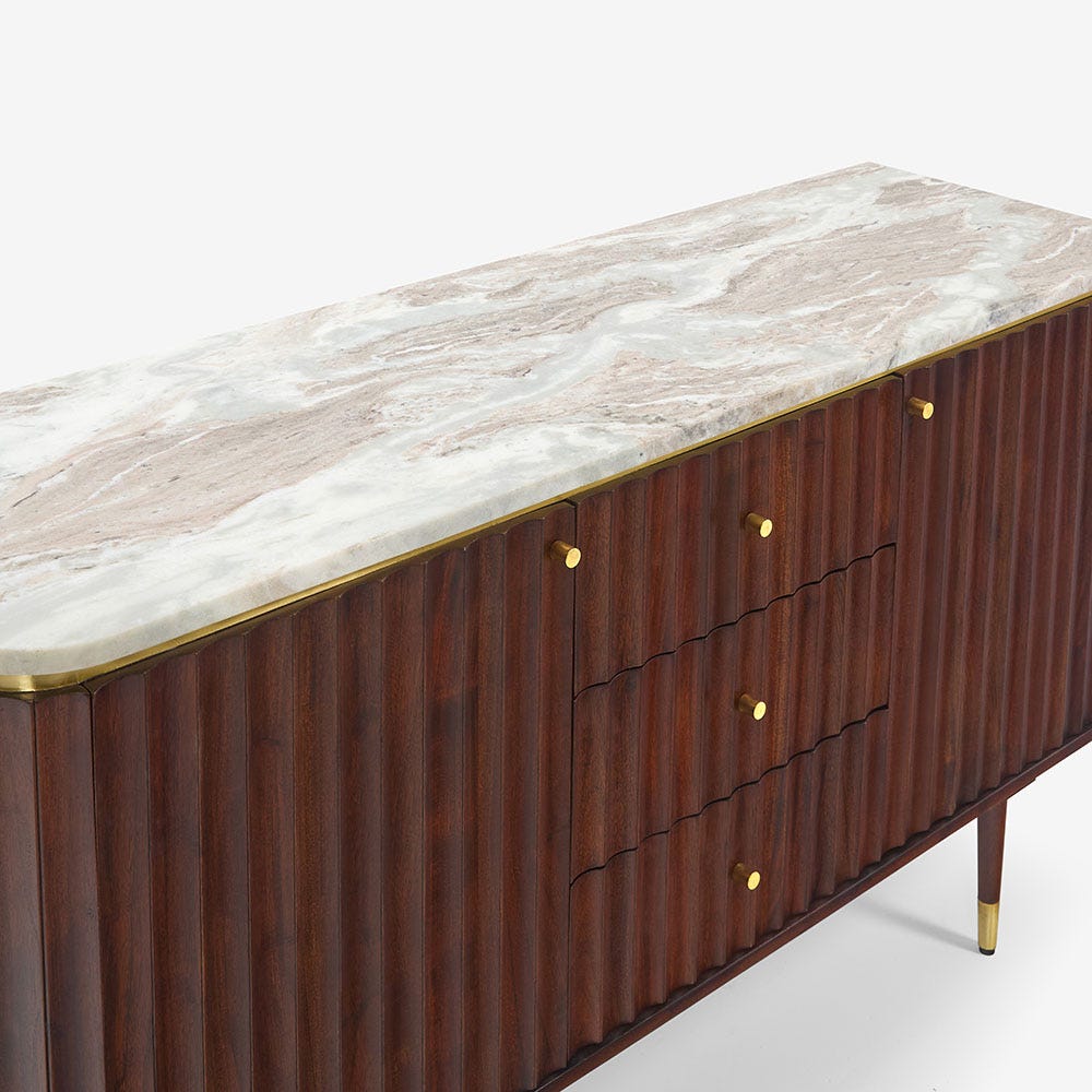Flute Marble Sideboard - Vintage