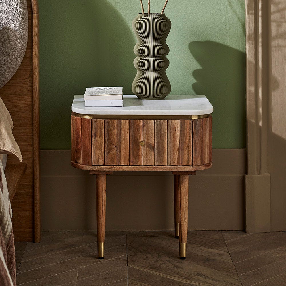 Flute Marble Bedside Drawer