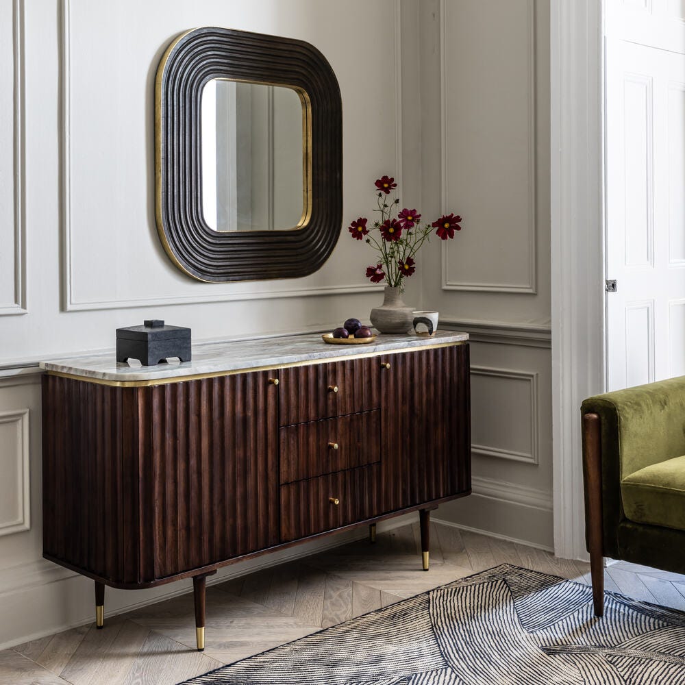 Flute Marble Sideboard - Vintage