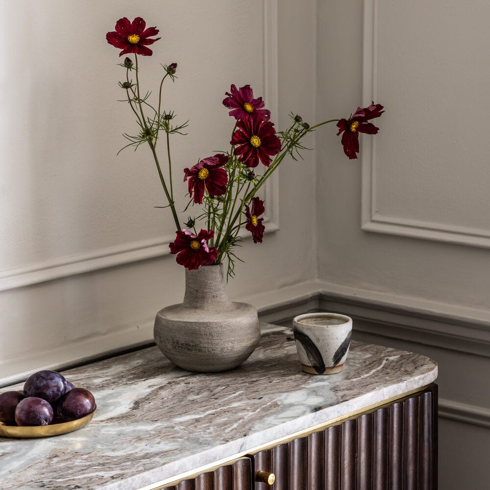 Flute Marble Sideboard - Vintage