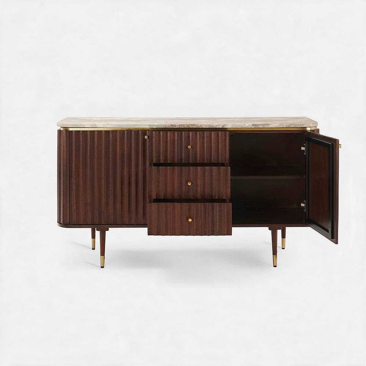 Flute Marble Sideboard in Vintage