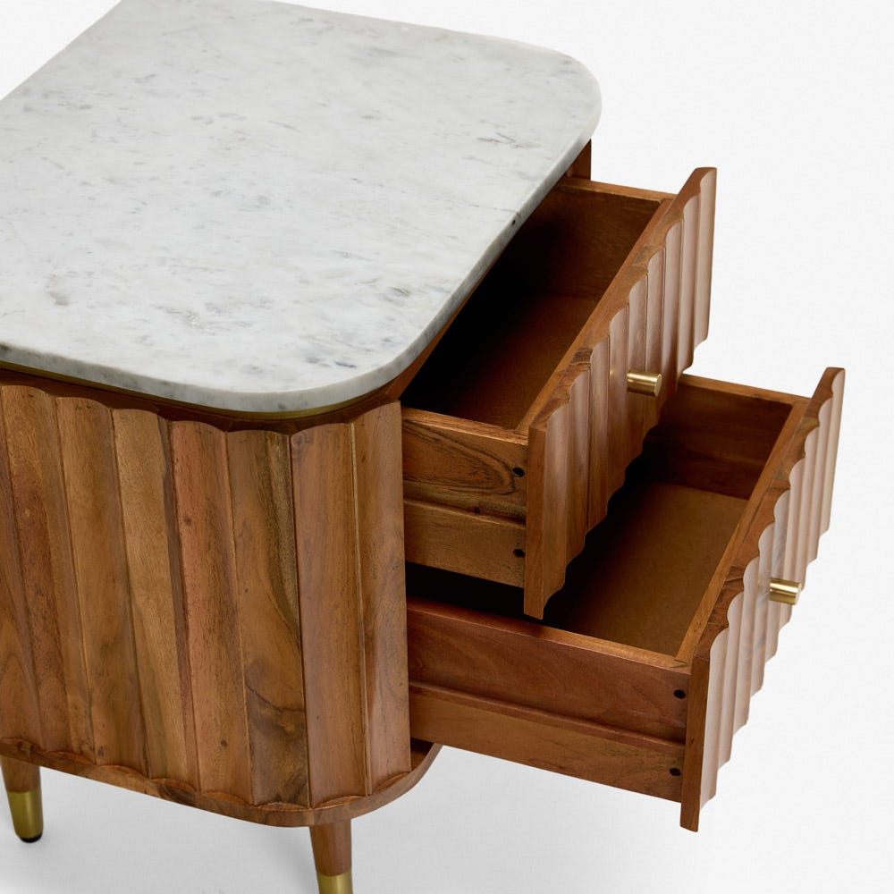 FLUTE 2 DRAWER BEDSIDE