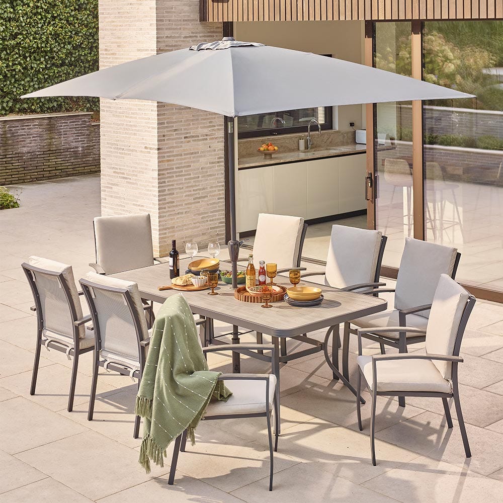 GABRIELA 8 SEAT DINING SET WITH 2.0 X 3.0M PARASOL