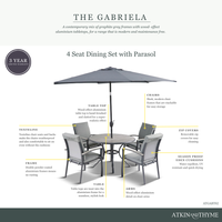 Gabriela 4 Seat Dining Set with Parasol