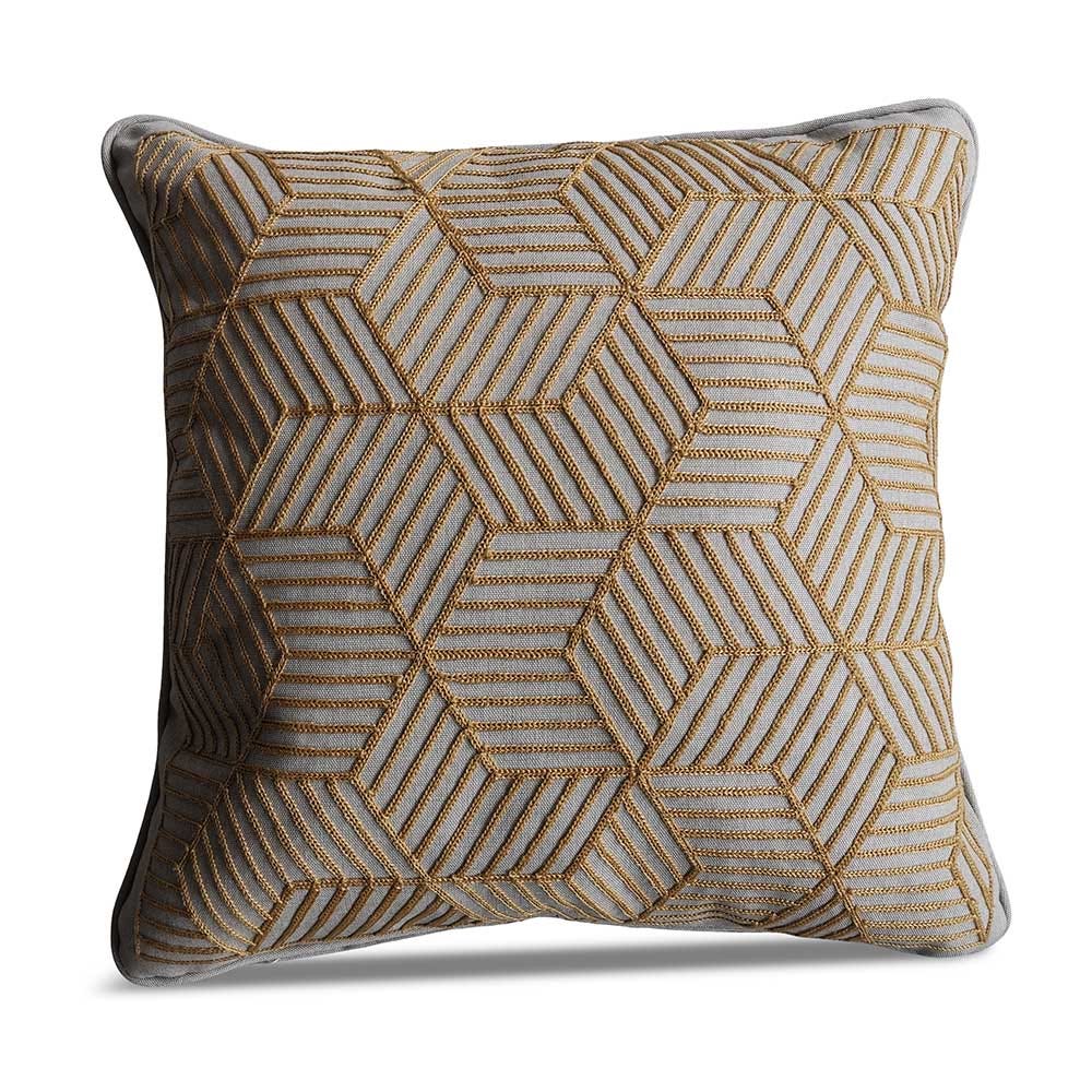 GOLD STRIPED EMBROIDERED SCATTER CUSHION SQUARE