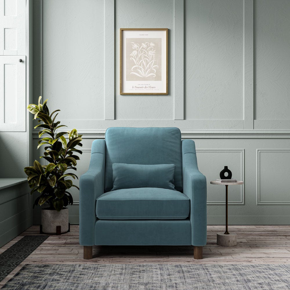 Hampton Armchair In Airforce Eco Velvet