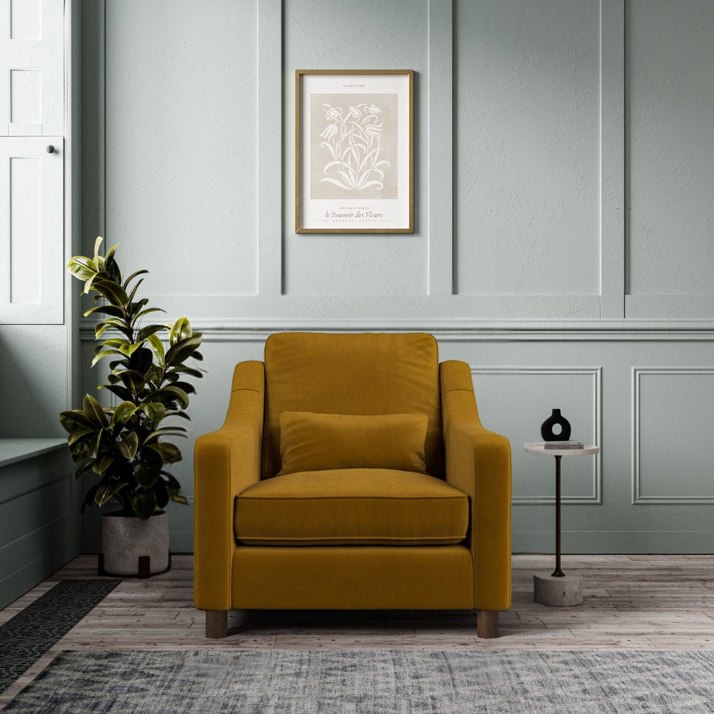 Hampton Armchair In Turmeric Eco Velvet