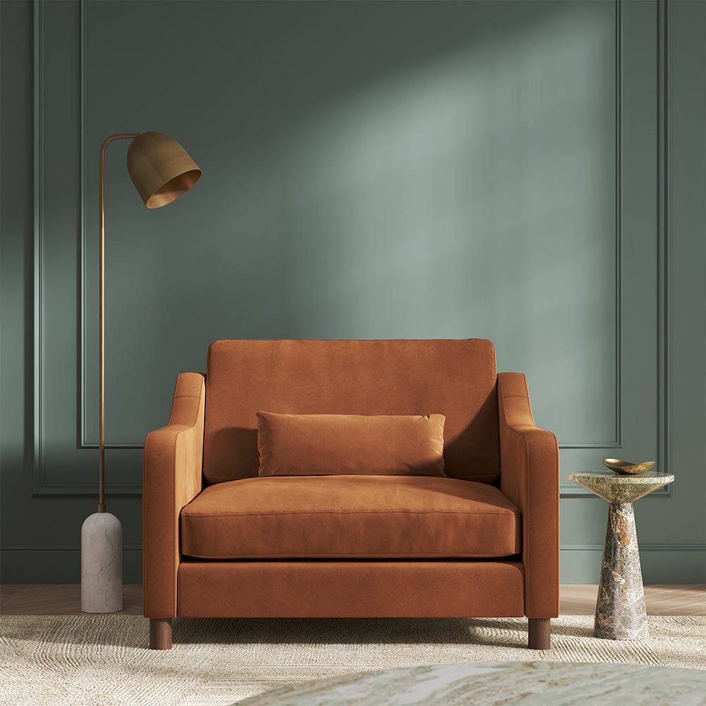 Hampton Loveseat In Burnt Easy Care Velvet