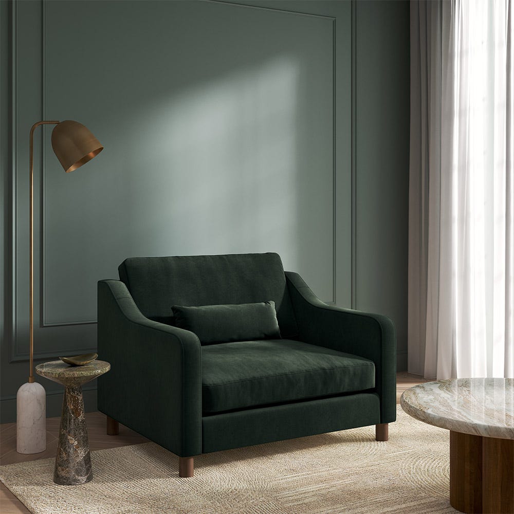 Hampton Loveseat In Hunter Easy Care Velvet