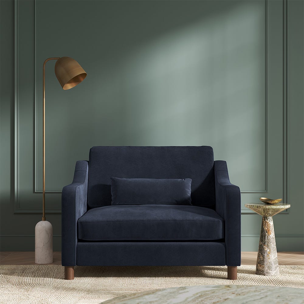 Hampton Loveseat In Indigo Easy Care Velvet